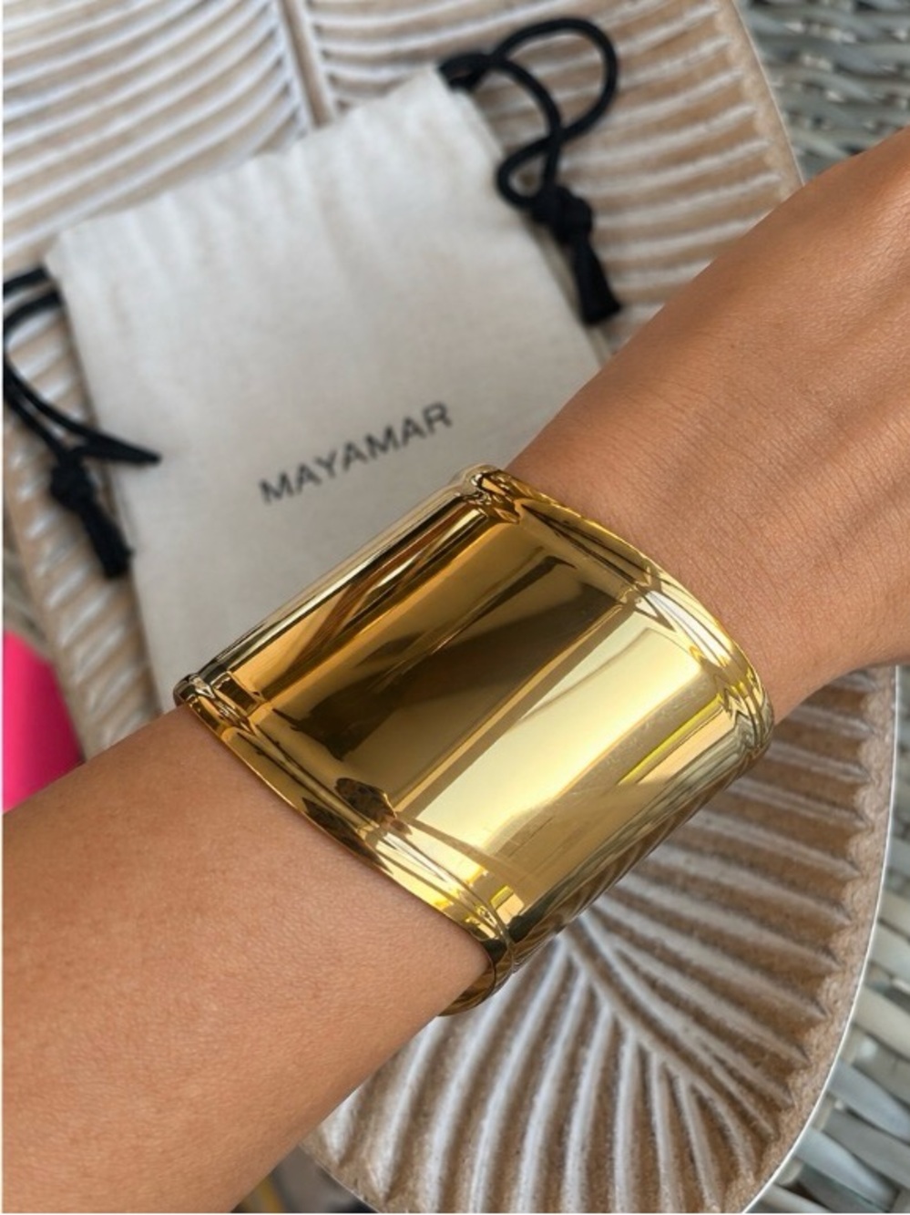 Mayamar 24 Karat Gold Dipped Open Cuff Bracelet Bangle